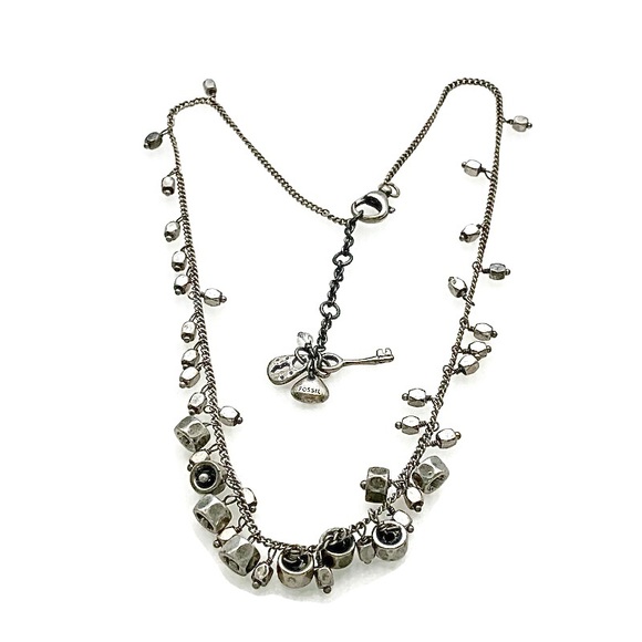 Fossil Silver Tone Hex Nuts Cluster Necklace - Picture 6 of 13